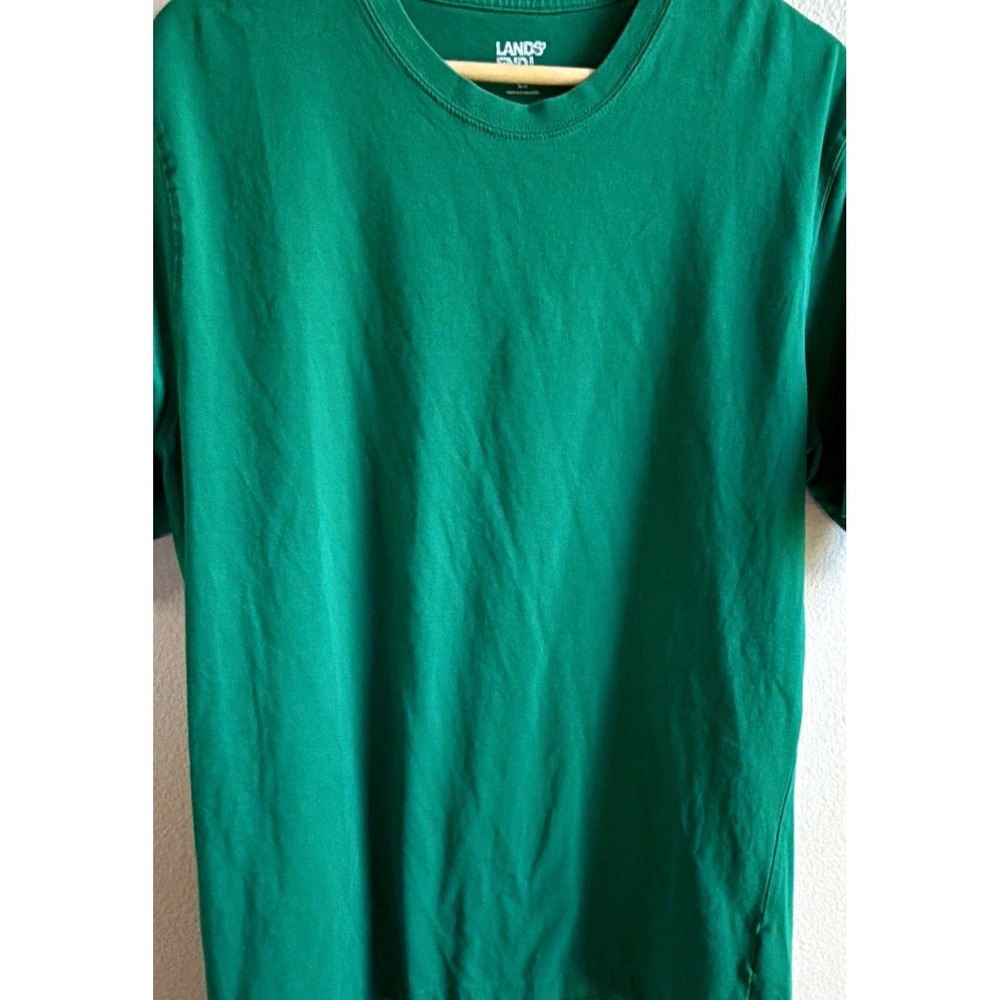 Lands' End Green Solid Knit Crew Neck Short Sleeve Stretch T-Shirt Mens M